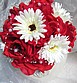B056 Biedermeierstrauß rote Rosen mit Gerbera